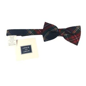Janie and Jack Boys Bowtie Wool Plaid Red Navy Blue 2-5 Years